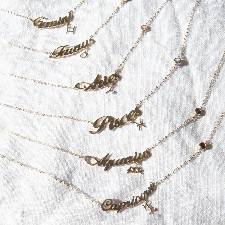 zodiac 9ct gold necklaces