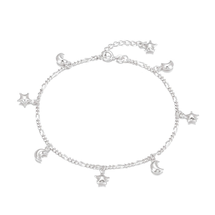 silver star moon anklet - seol gold