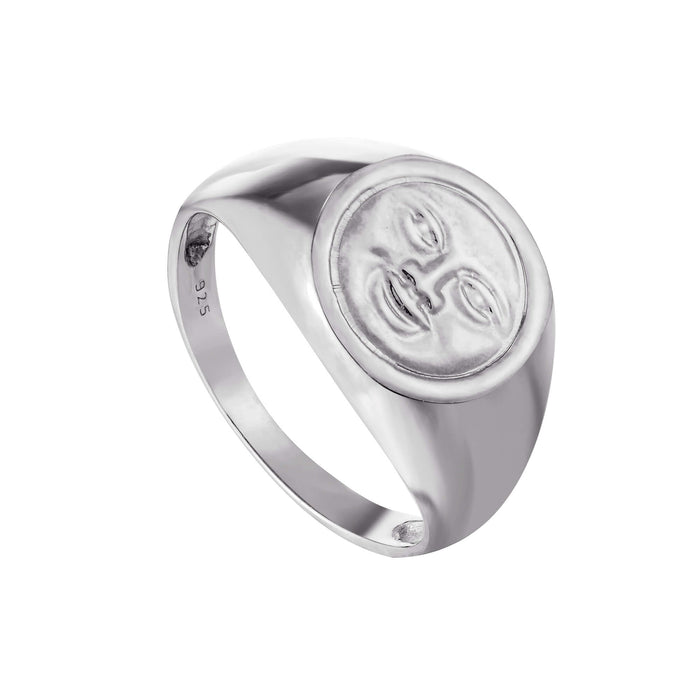 Silver Moon Signet Ring - mens - seol-gold