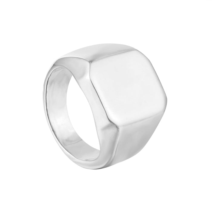 silver signet ring -seol gold