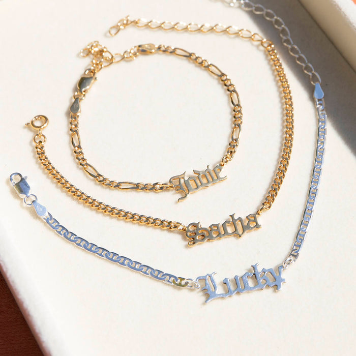 personalise name bracelet - seol gold