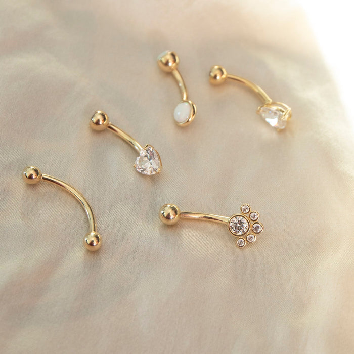 9ct Solid Gold Heart Belly Bar - seolgold