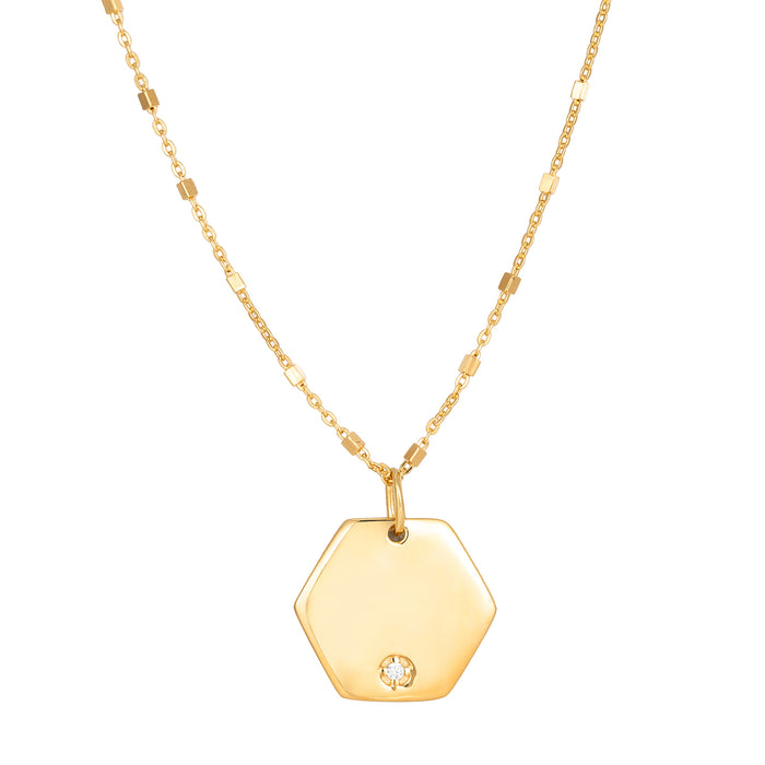 hexagon cz necklace - seolgold