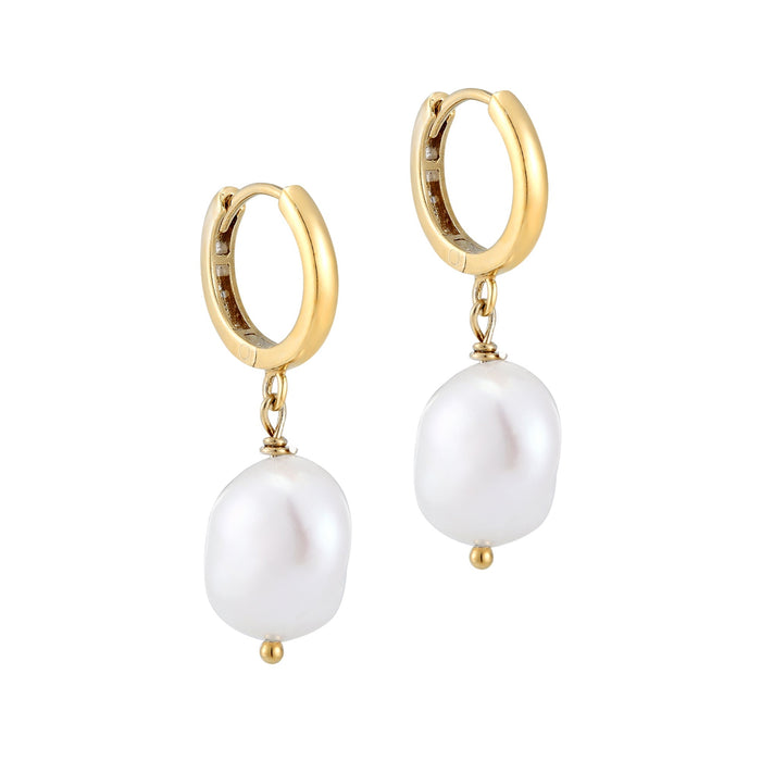 18ct Gold Vermeil pearl hoop earrings - seol gold