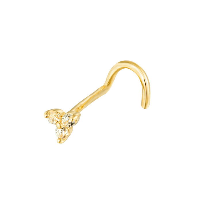 9ct Solid Gold Tiny Trio CZ Nose Stud - seolgold