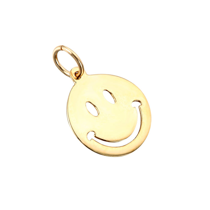 9ct Solid Gold Smile Face Pendant - mens - seol-gold