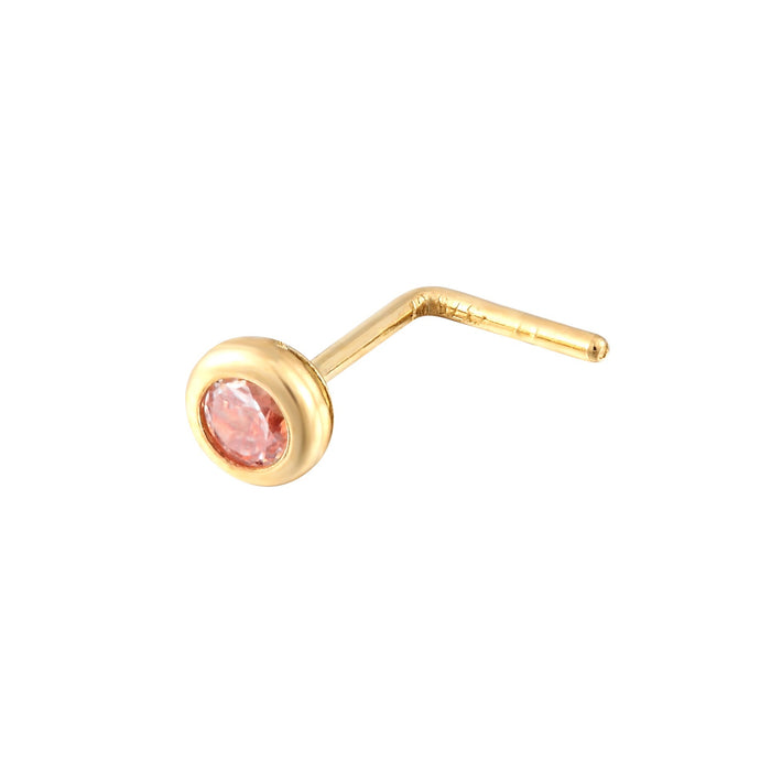 9ct Solid Gold Pink CZ Bezel Nose Stud - seolgold