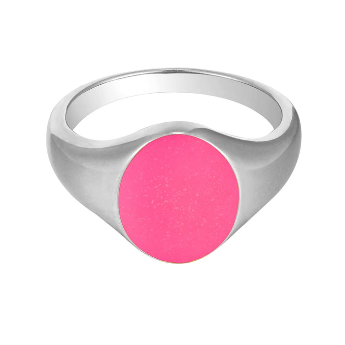 pink silver enamel signet ring - seolgold