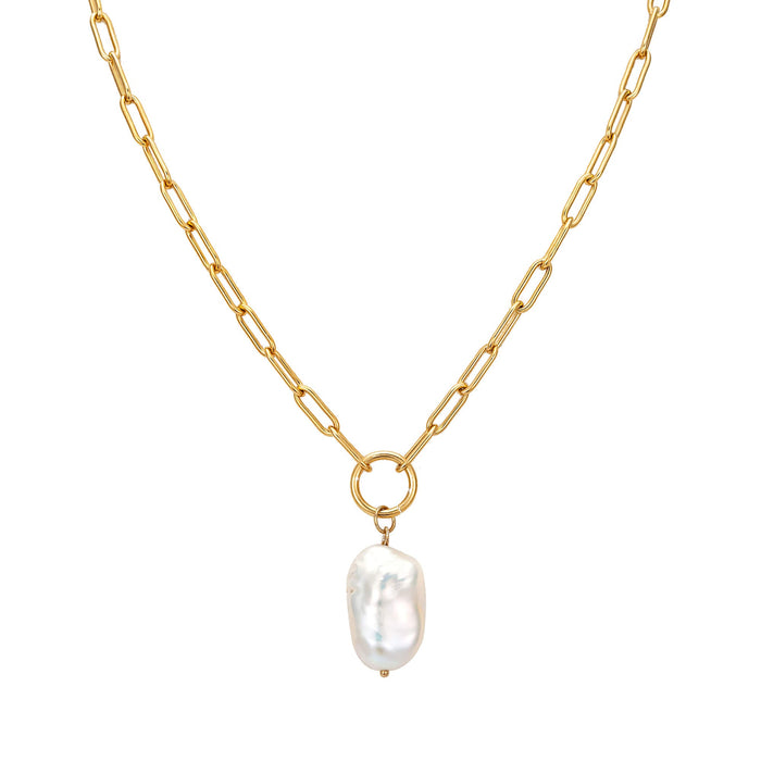 gold Baroque Pearl Necklace - mens -seol gold