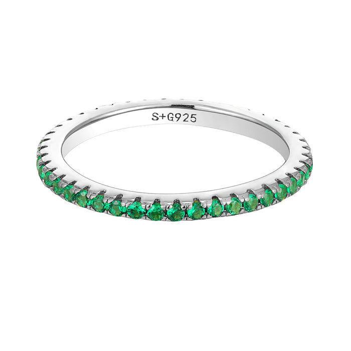 silver emerald stacking ring - seolgold