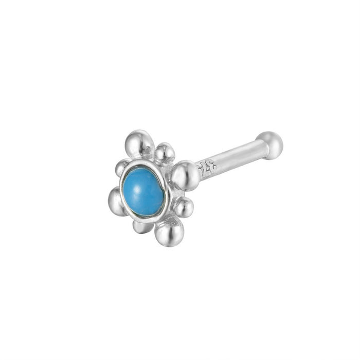 silver turquoise - nose stud - seol gold