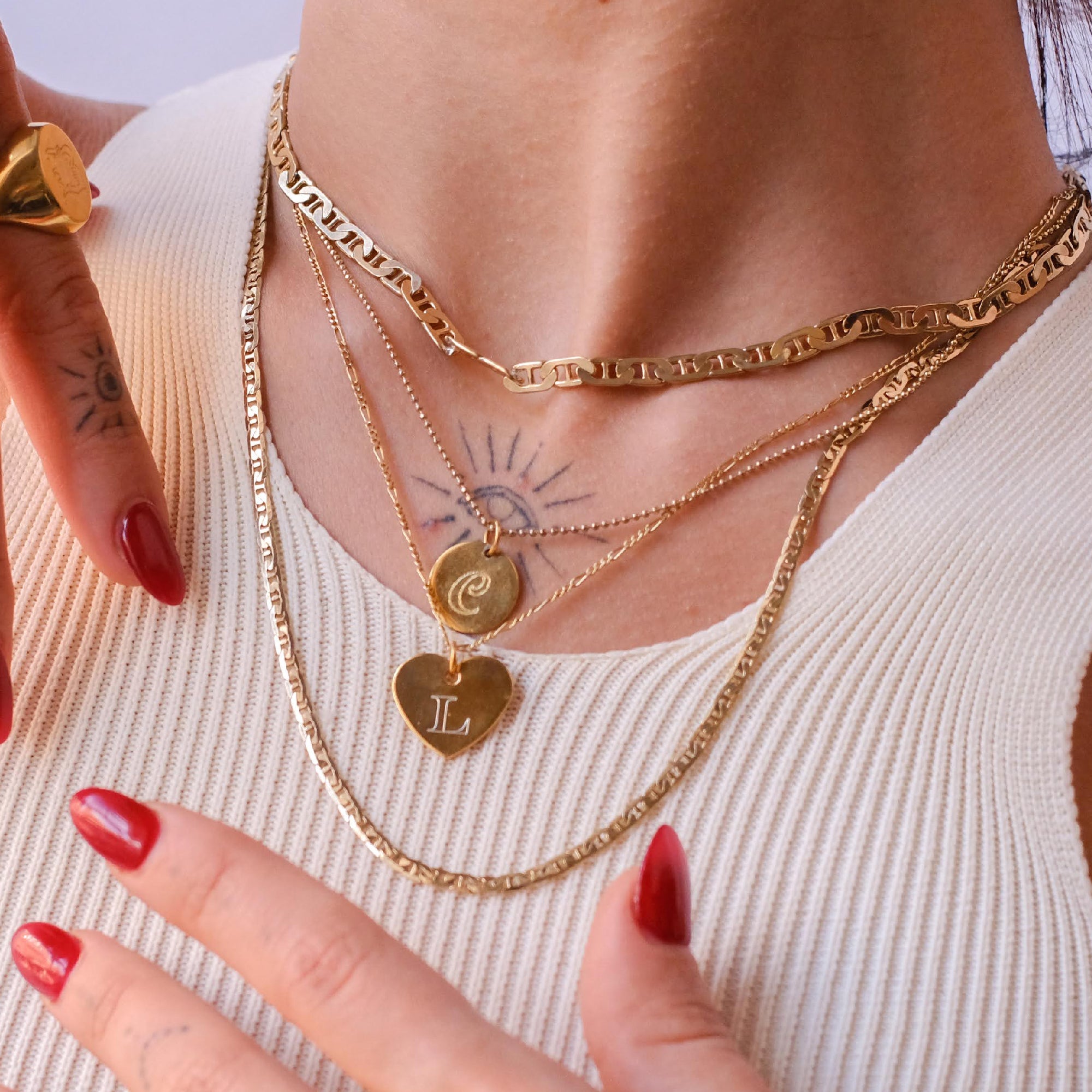 Heart Disc Pendant - Seol Gold