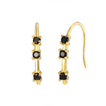 18ct Gold Vermeil Black CZ Pull Through Earrings