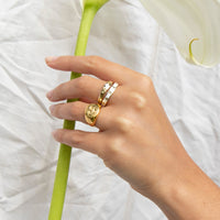 9ct Gold White Enamel Ring - seol-gold