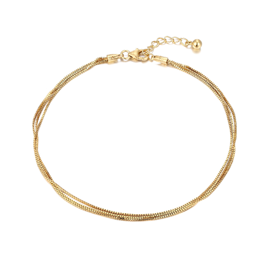 18ct Gold Vermeil Layered Box Chain Anklet