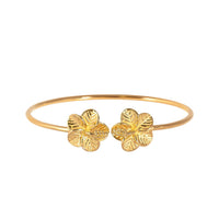 Gold bracelet with floral designs on a white background - 18ct Gold Plated Hibiscus Flower Cuff Torque Bangle - seolgold