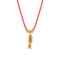 18ct Gold Plated Red Cord Fish Necklace - seolgold