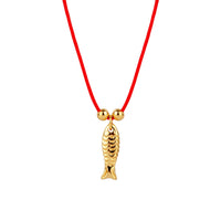 18ct Gold Plated Red Cord Fish Necklace - seolgold