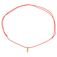 Red cord necklace with a gold fish pendant on a white background - 18ct Gold Plated Red Cord Fish Necklace