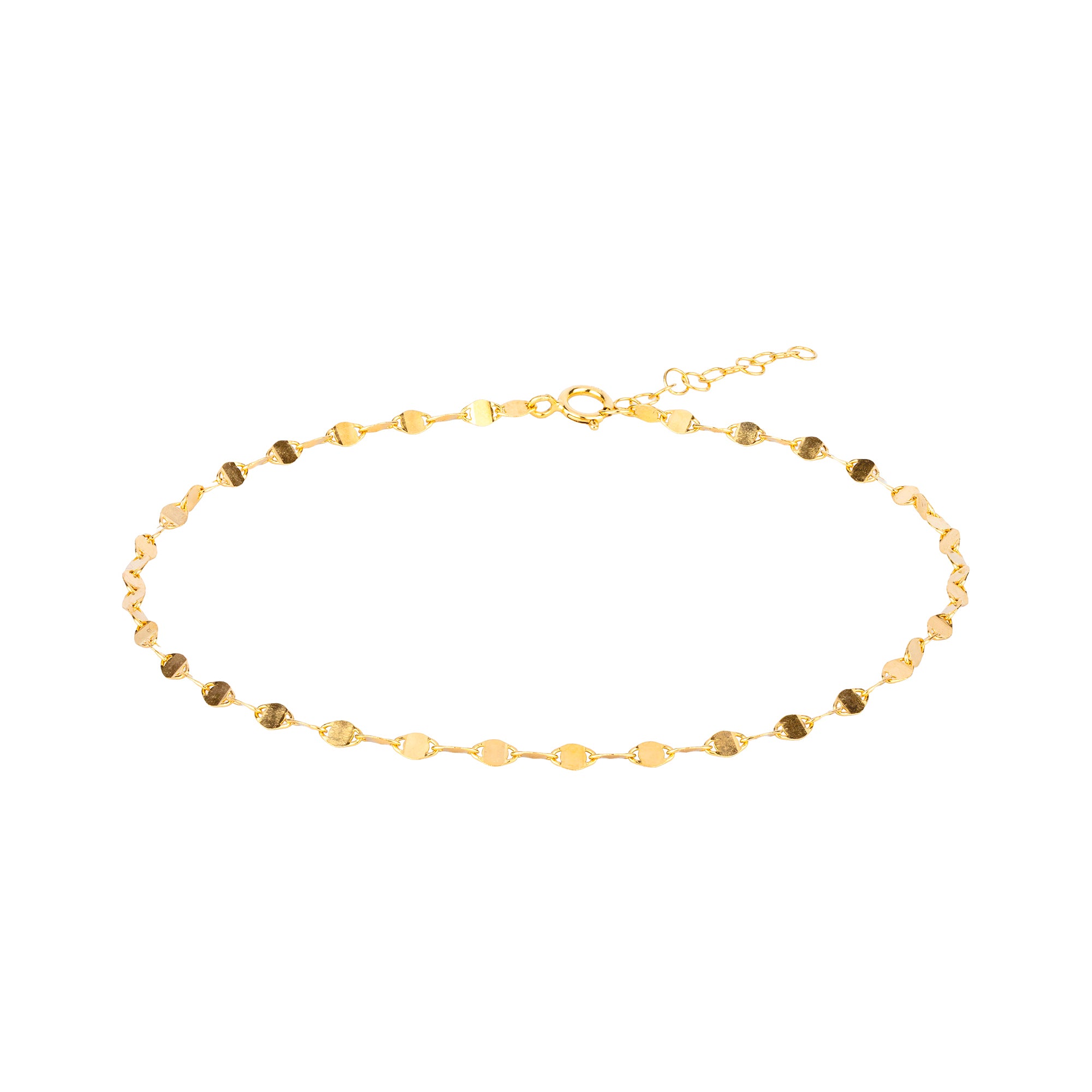 Gold anklet with small beads on a white background - seolgold