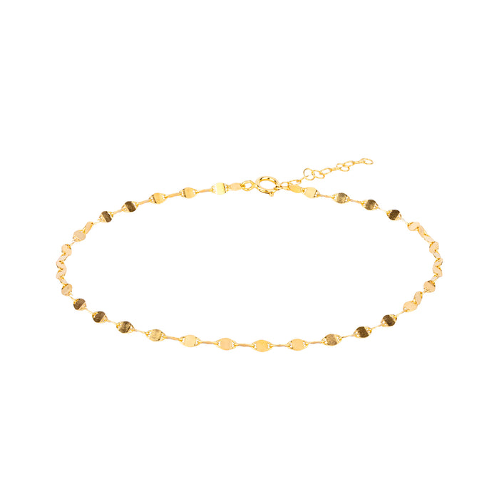Gold anklet with small beads on a white background - seolgold