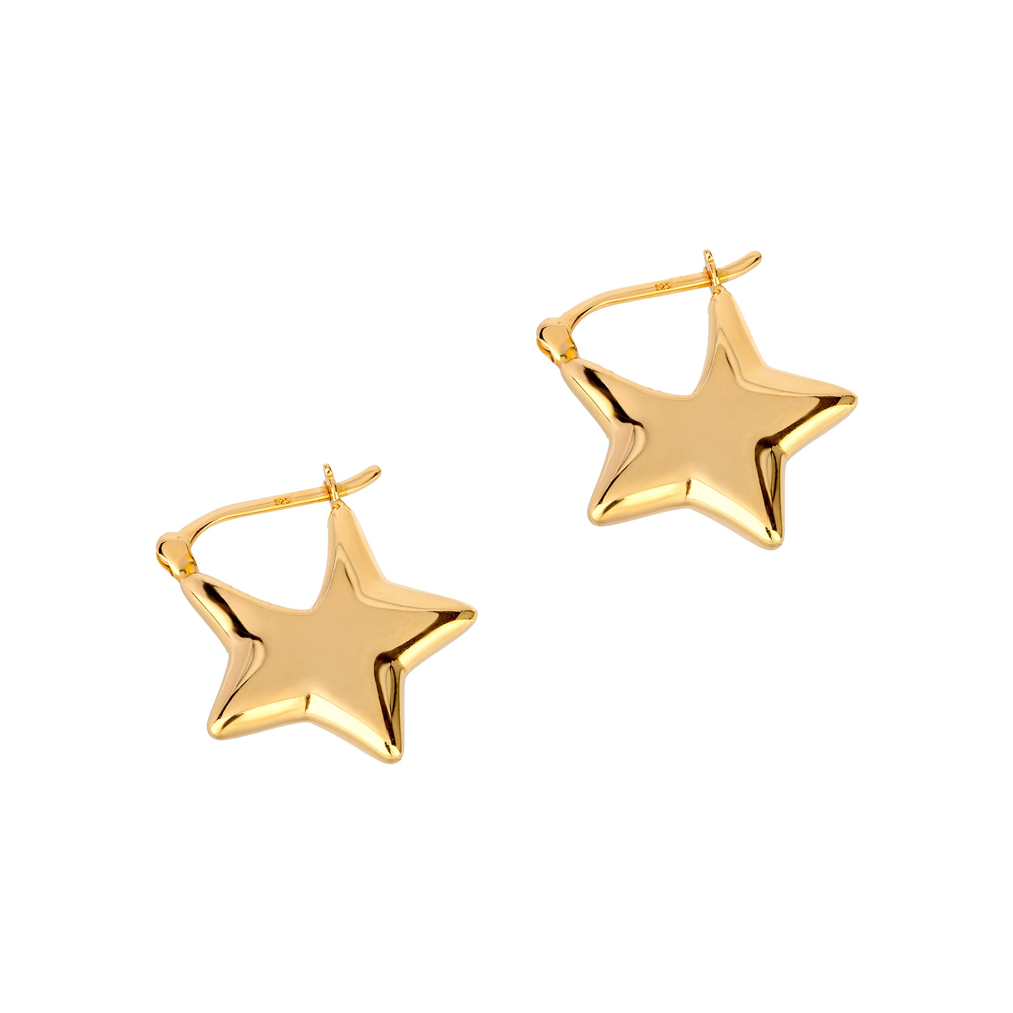 18ct Gold Plated Star Shaped Hoops - Seol Gold