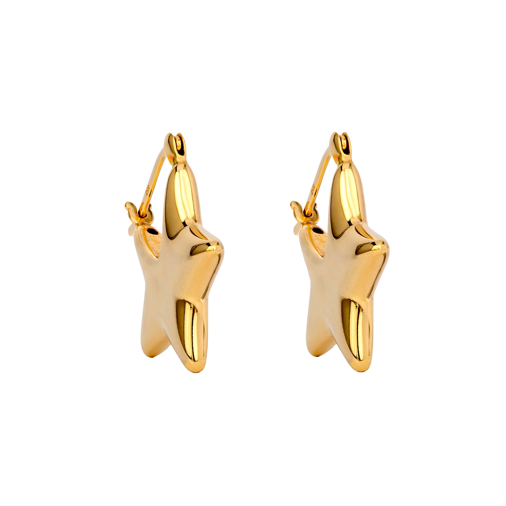 18ct Gold Plated Star Shaped Hoops - Seol Gold
