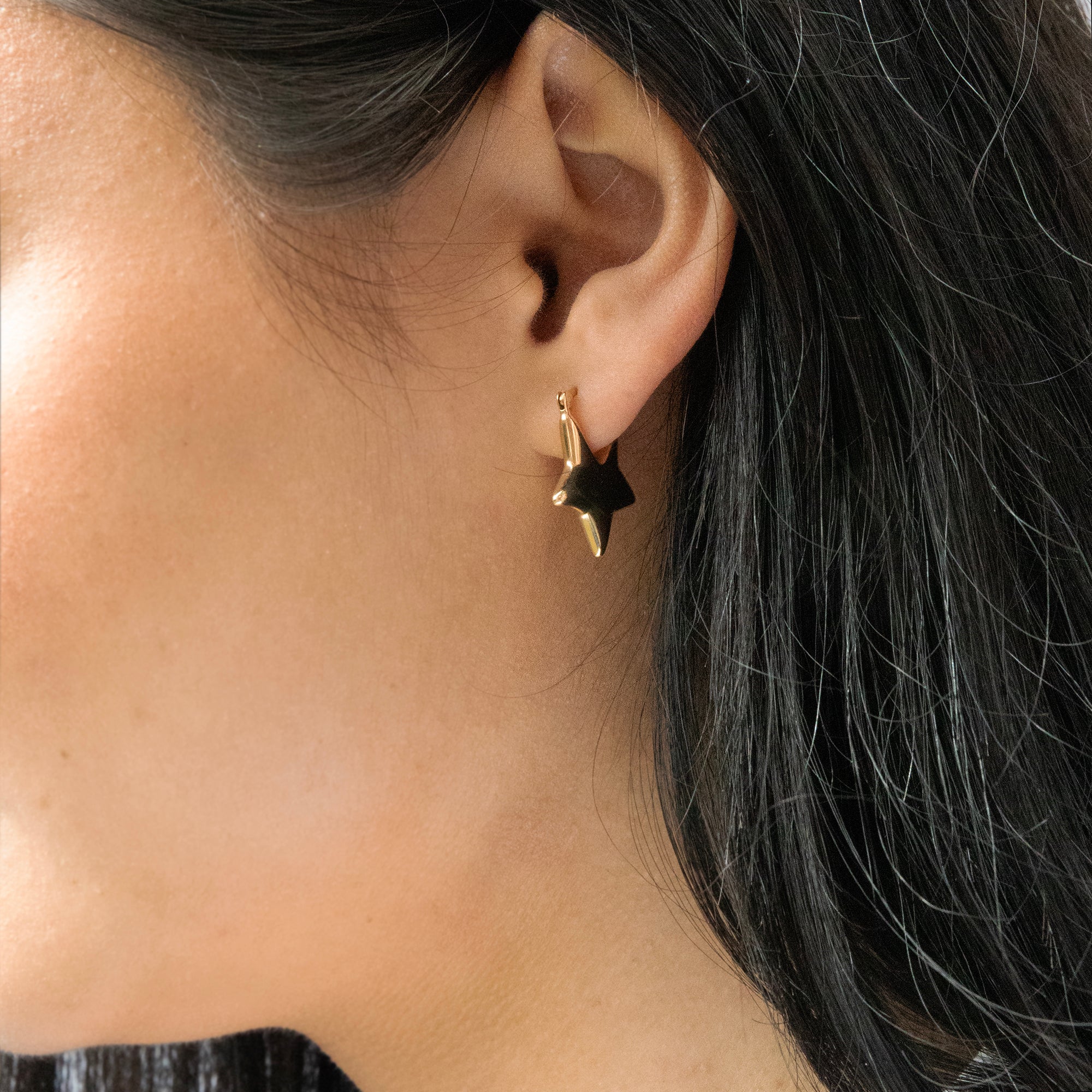 Seol Gold - 18ct Gold Plated Star Shaped Hoops