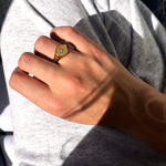 gold Turquoise signet ring- seolgold