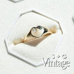 Vintage 9ct Solid Gold Heart CZ Ring - seolgold