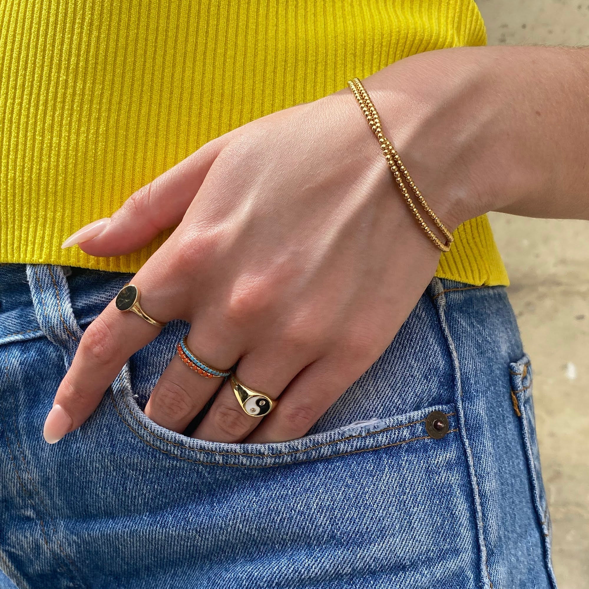 gold bead chain bracelet - seolgold