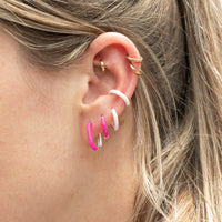 pink enamel earring - seol gold