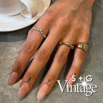 Vintage 9ct Solid Gold Diamond - Wishbone Ring - seolgold