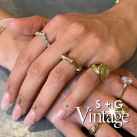 Vintage 9ct Solid Gold - Diamond Wishbone Ring - seolgold