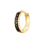 9ct Solid Gold Black CZ Hoops - seolgold