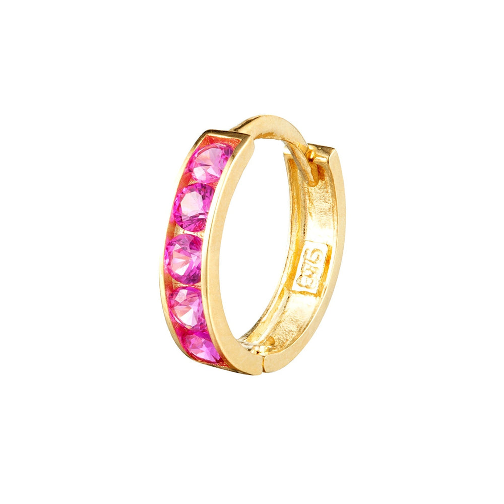9ct Solid Gold Ruby CZ Hoops