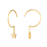 9ct Solid Gold Pull-through Star Earrings