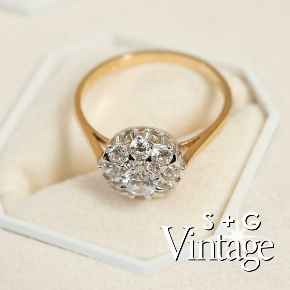 9ct gold vintage halo ring - seol gold