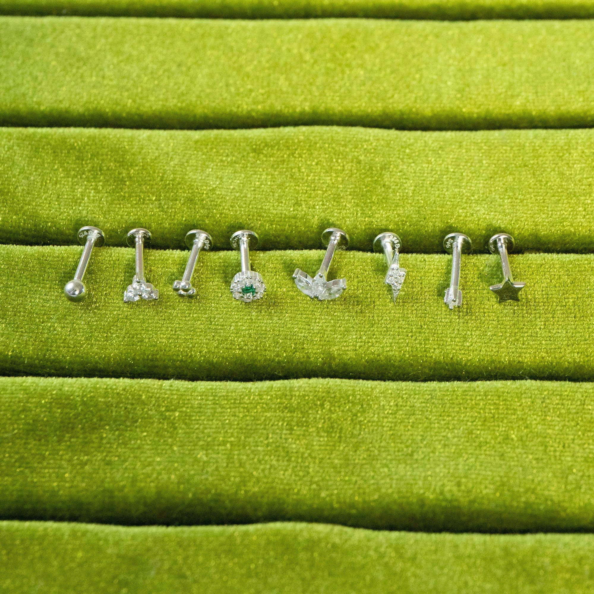 Sterling Silver Tiny Dotted Labret Stud Earring