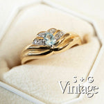 Vintage 9ct Solid Gold Sky Blue Topaz Croissant Ring