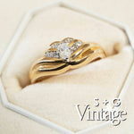 Vintage 9ct Solid Gold CZ Croissant Ring