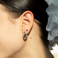 silver - sapphire cluster stud earrings - seolgold