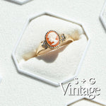 Vintage 9ct Solid Gold Carnelian Cameo & CZ Ring
