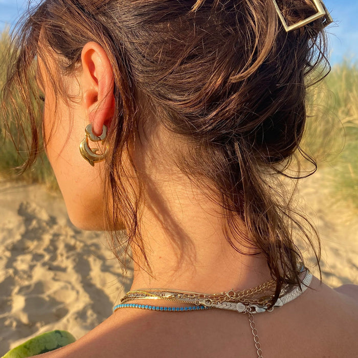 18ct Gold Vermeil Flower Huggies - seol gold