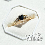 Vintage 9ct Solid Gold Heart Onyx Ring - seolgold