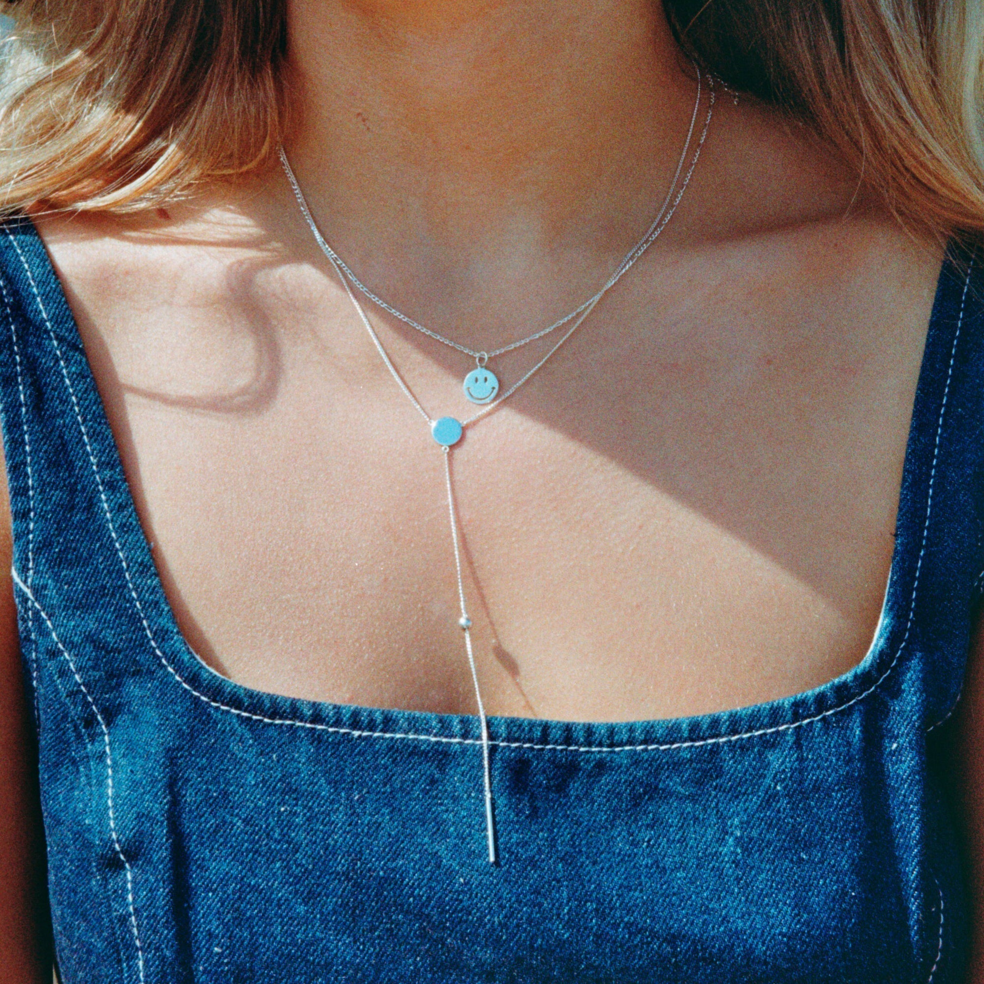 silver smiley face necklace - seolgold