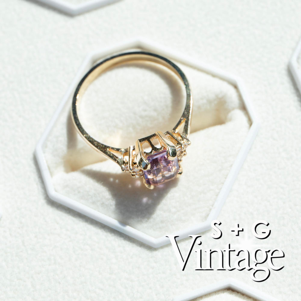 Vintage 9ct Solid Gold - Amethyst Ring - seolgold