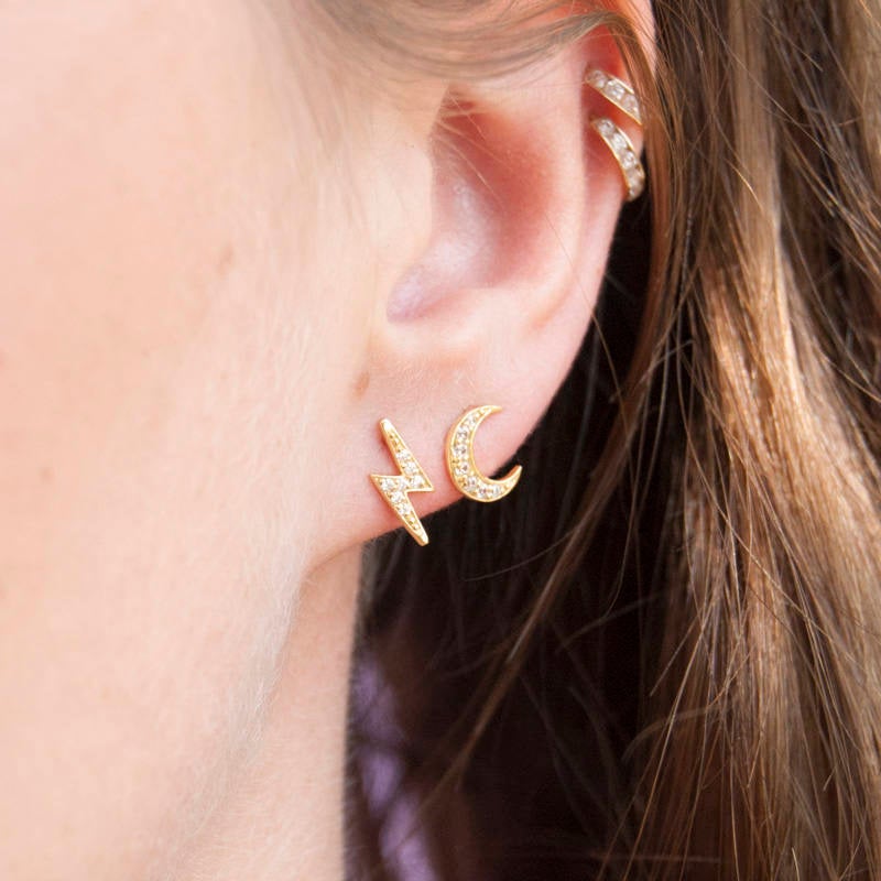 Gold CZ Stud earrings - seol-gold