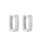 Sterling Silver Pave Square Huggie Hoops