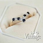 Vintage 9ct Solid Gold Sapphire Wishbone Ring